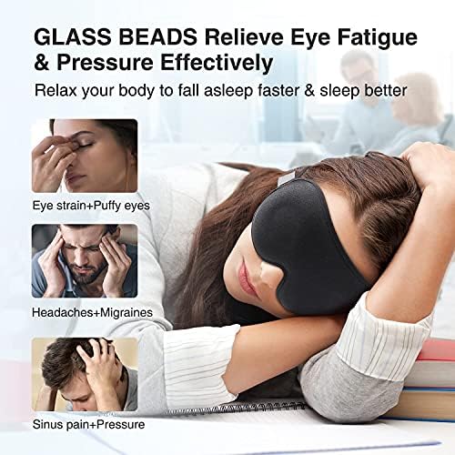 YFONG Weighted Sleep Mask for Women Men, 3D Light Blocking Eye Mask, Black - Image 3