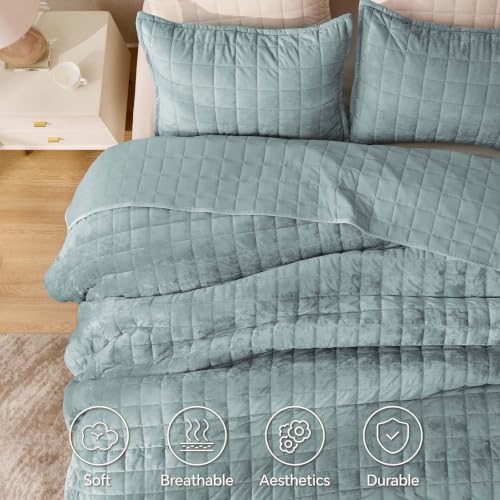 BEDELITE Velvet Quilt Set Queen Size, Luxury Velvet Comforter Bedding - Image 4