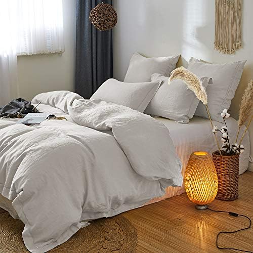 Simple&Opulence 100% French Linen Euro Shams with Embroidery (26'' x 26'') - Pack of 2 - Pre Washed Solid Color Natural Flax Soft Breathable - Linen - Image 6