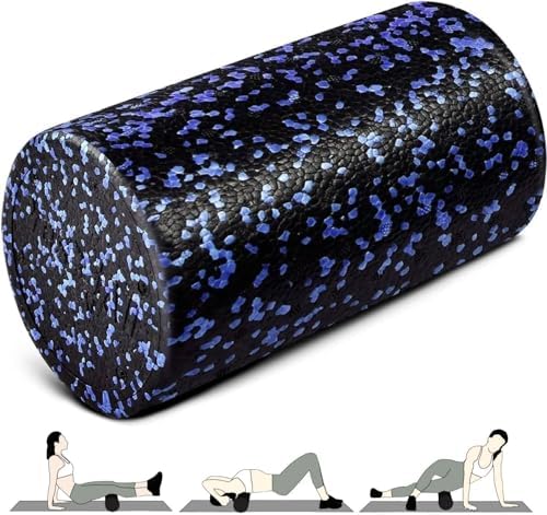 Yes4All Foam Roller, EPP High-Density Material, High Firmness Level, Back Roller for Athlete & Professional, Suitable for Back, Stretching, & Pilates, 12/18/24/36 inch - Blue Speckled, 12 in by Yes4All