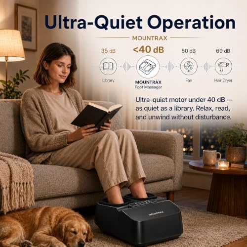 MOUNTRAX Foot Massager with Heat, Deep Shiatsu Foot Massage Machine with Air Compression, 3 Heating Levels, Adjustable Intensity & Timer, Fits Up to Men's Size 12, Foot Massager for Home & Office - Image 6