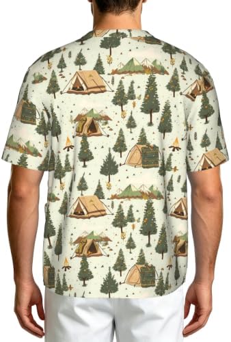 Men's Scrub Top,V-Neck Spill Wrinkle Resistant,3 Pockets-Camping (9) - Image 2