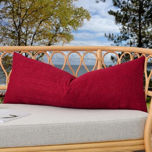 Kevin Textile Outdoor Waterproof 14”x36” Lumbar Pillow Cover 1 Pack, Red by KevinTextile