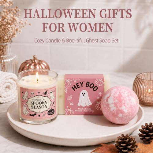 Halloween Boo Basket Stuffers for Women Girls, 8pcs Boo Basket for Adults Kids Teens Care Package Gift Box,Pink Ghost Halloween Mug - Image 4