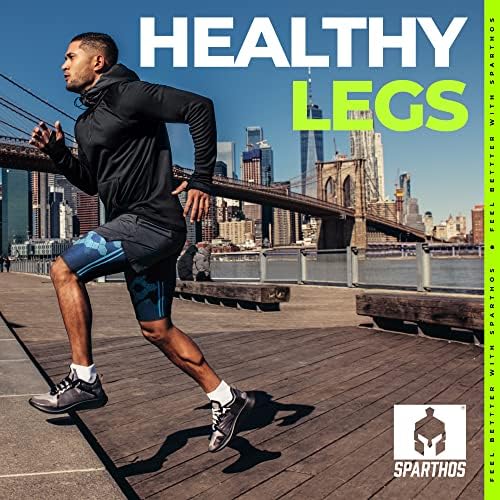Sparthos Thigh Compression Sleeves, Quad Wrap, Hamstring Brace - Blue-M - Image 4