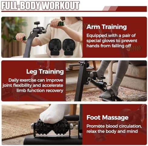 Adjustable Pedal Exerciser Bike for Seniors with a Pair of Gloves - Image 2