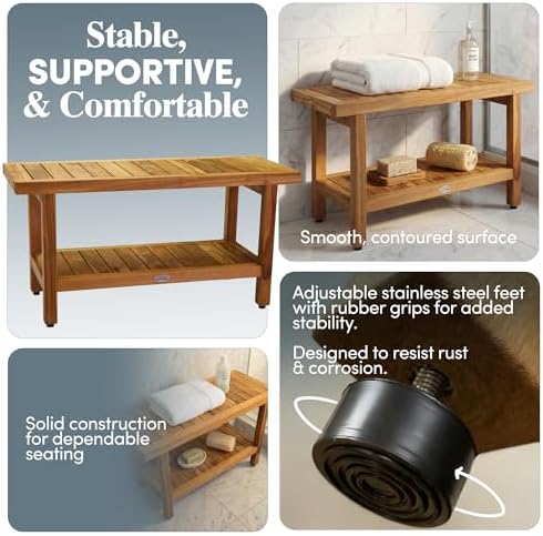 AquaTeak Spa 36" Teak Shower Bench - Image 6