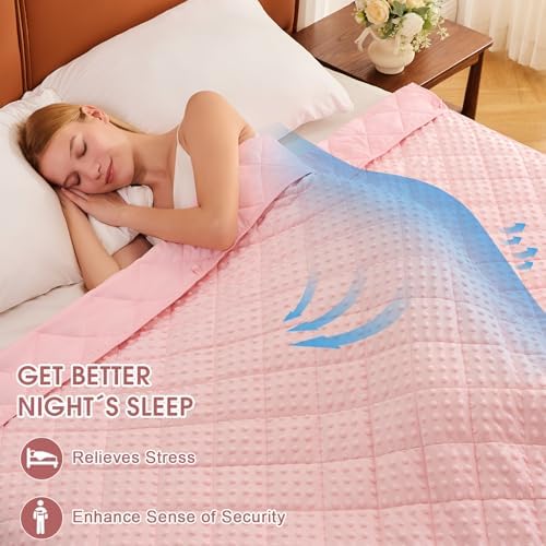 Pink Weighted Blanket for Adults 20lbs, 48"x72", Twin Full Size Cooling Minky Heavy Throw Blanket for 180-220lbs, Soft Winter Thick Big Blankets Weighted Comforter - Image 2