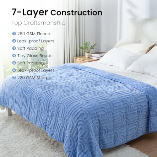 Drewin Weighted Blanket Queen Size for Adults 15lbs,Sky Blue,48" x 72" - Image 6