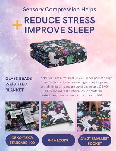 YnM Weighted Blanket Kids(41"x60" 7lbs) Washable Soft Heavy Blanket Throw for All-Season Weighted Blanket for Sleeping,Throw Size Breathable Blanket with Premium Glass Bead(Unicorn) - Image 4