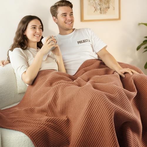 Exclusivo Mezcla 100% Cotton Breathable Waffle Blanket Queen Size, 90"x90" - Image 3