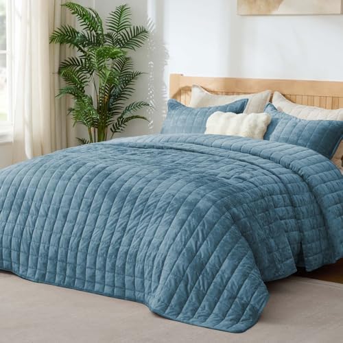 BEDELITE Velvet Quilt Set King Size, Luxury Velvet Comforter Bedding - Image 2