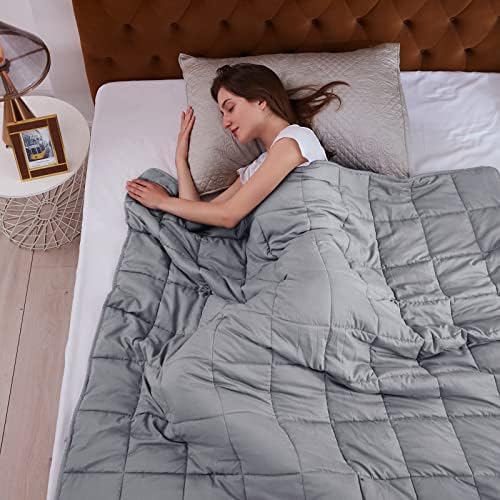 L'AGRATY Weighted Blanket for Adults 20lbs（Queen Size, 60"x80"） Cooling Heavy Blanket Microfiber Breathable Big Weighted Throw Blanket for Summer Fall Winter, Light Grey - Image 4