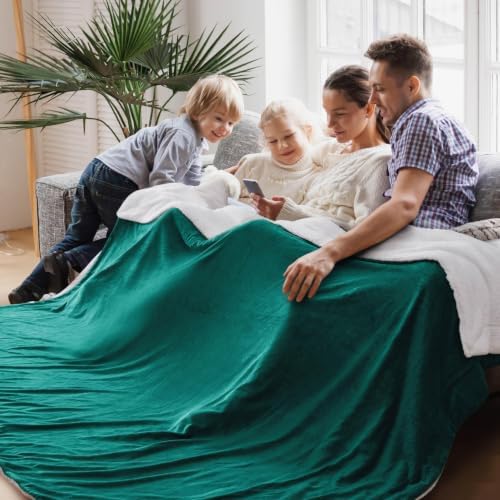 Bedsure GentleSoft Sherpa Fleece Cal King Blankets for Bed, Non-Heated, Thick and Warm Oversized Throw for Women and Men, Soft Fuzzy Plush Large Blanket for Winter, Forest Green, 112x98 Inches by BEDSURE