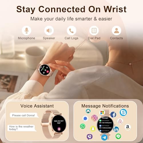 Smart Watches for Women (iPhone/Android), 3 Bands, 1.27" HD Round - Image 2