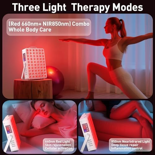 Cholas Red Light Therapy Panel for Face and Body, 150W with 60 Dual Chip LEDs, 660nm Red Light and 850nm Near Infrared, 3 Modes Adjustable Brightness and Timer, Gifts for Men Women - Image 3