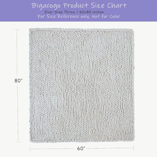 Bigacogo Chunky Knit Throw Blanket for Couch, 60x80 inches, Vintage White - Image 2