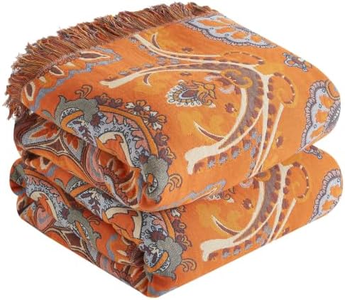 Boho Throw Blanket for Bed 90”x108”, 100% Cotton Blanket for Couch Sofa by DefineCozyHealthyLife