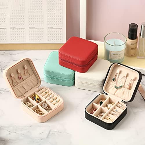 ZPROW Travel Jewelry Case, Mini Portable Jewelry Travel Boxes, Small Jewelry Organizer for Rings, Earrings, Pendants, Watches, Necklaces, Lipsticks Organizer Storage Holder(Cyan Blue-6packs) - Image 6