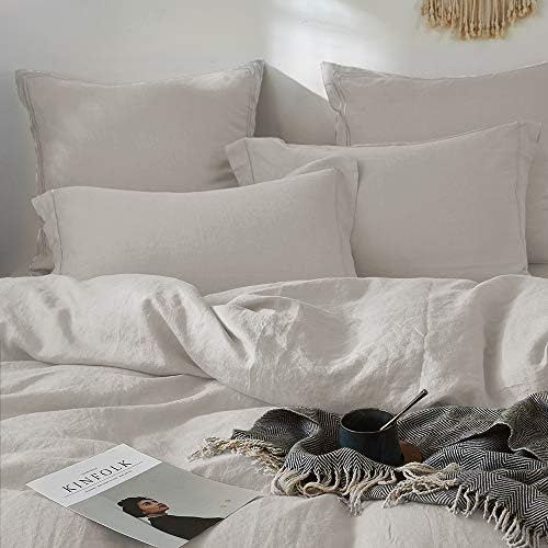 Simple&Opulence 100% French Linen Euro Shams with Embroidery (26'' x 26'') - Pack of 2 - Pre Washed Solid Color Natural Flax Soft Breathable - Linen - Image 5
