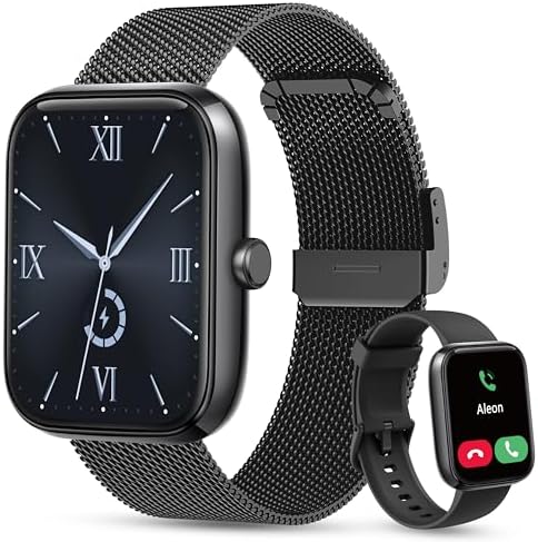 Smart Watch Men Women [2 Bands, 44mm case] 1.83" Alexa Fitness Tracker, Heart Rate, Sleep, Stress Monitor, IP68 Waterproof Smartwatch, Make/Answer Calls, Compatible with iPhone & Android Phones by KALINCO