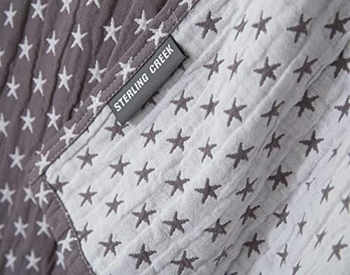Sterling Creek Dawson Star Muslin Blanket Twin Three Layers Lightweight Breathable Cotton Gauzy Blanket for Adults, All Season (Twin, Gray) - Image 4