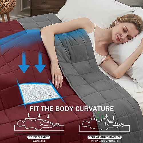 Weighted Blanket for Adults 12lbs, 60"x80", Queen Size Cooling Heavy Throw Blanket for 110-130lbs, Microfiber Soft Big Blankets Weighted Comforter, Red Grey - Image 2
