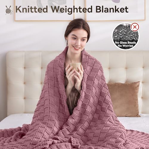 Knitted Weighted Blanket for Adult, No Beads Heavy Blanket 48"x72" 15lbs - Image 5