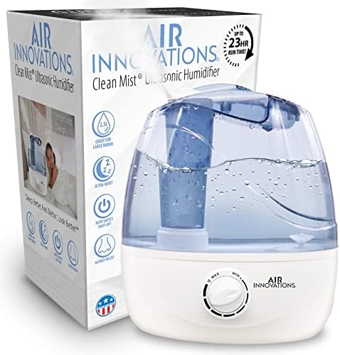 Air Innovations AI-103 Ultrasonic Cool Mist Humidifier for Bedroom – Quiet Cool Mist Diffuser with 2.5L Tank, 23-Hour Runtime, Auto Shut-Off, 360° Nozzle – Ideal for Home, Dorm, & Apartment Essentials by Air+Innovations