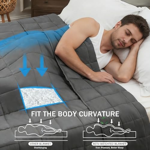 BETU Weighted Blanket for Adults (Cal King) - Cooling and Breathable Heavy 220-280lbs with Premium Glass Beads Soft Thick All-Season Sleeping Comfort Grey, 88''x104''-25lbs - Image 3