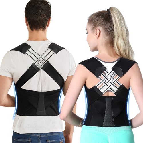 VOKOKOYA Posture Corrector for Women and Men,Adjustable Shoulder Straightener,Back Support Brace,Upper Spine scoliosis, hunchback Black Medium by VOKOKOYA