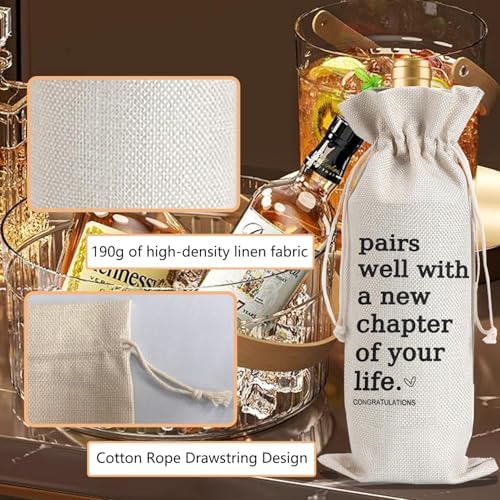 1Pcs New Chapter Wine Gifts Bag Next Chapter Wine Bag, Pairs Well With a New Chapter of Your Life with 1Pcs Kraft Blessing Cards and natural jute rope - Image 3