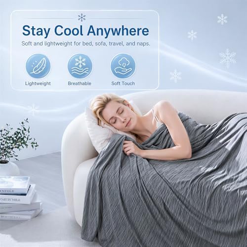 Cooling Blanket for Hot Sleepers - Lightweight Breathable Cool Cold Blanket - Keep Cool for Night Sweats, Soft Thin Ice Throw Blankets for Bed Couch Sofa, (Dark Gray, 50"x70") - Image 2