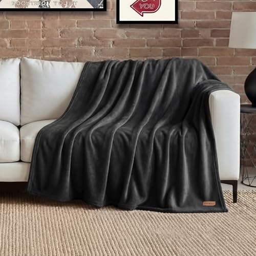 Lucky Brand Solid Plush 50"X70" Throw Blanket, Black - Soft, Cozy, and Timeless Comfort by LuckyBrand
