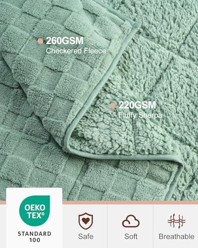 Kivik 20lbs Weighted Blanket for Adults, Checkered Fleece & Sherpa, 60"x80" - Image 4