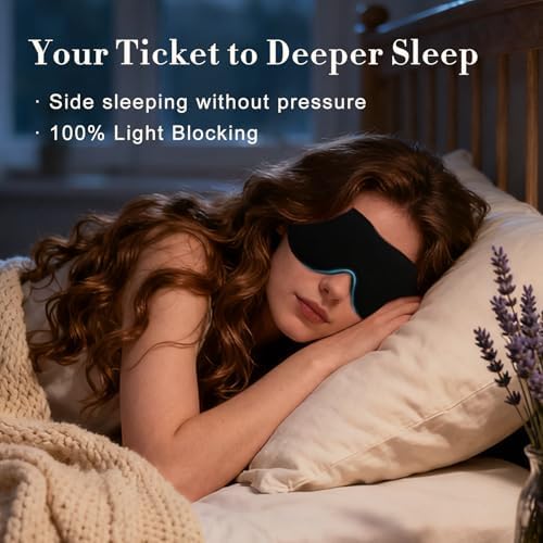 PrettyCare 3D Sleep Mask 2 Pack,Eye Mask for Side Sleeper 3D Contoured Sleeping Mask Blackout Out for Men- Blindfold Airplane with Ear Plugs, Night Masks with Travel Bag (Black&Blue) - Image 6