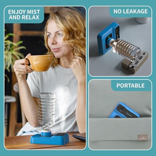 Travel Humidifier, Portable Small Humidifier for Plants, Bedroom, Office, Hotel or Car, Battery Operated Mini Cool Mist Humidifiers, Quiet 23dB, Auto-off, Night Light & BPA-Free, Blue - Image 4