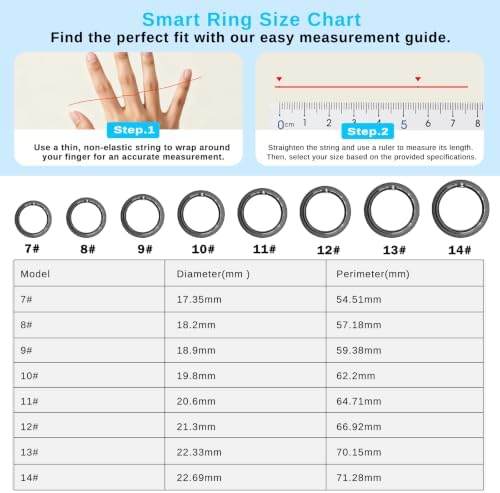 Smart Ring for Men & Women, Fitness and Health Tracker Ring(Black 10) - Image 2