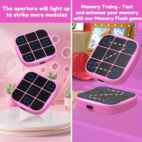 KOQQQ Rechargeable Tic-Tac-Toe Bolt Game, Upgraded 4-in-1 Handheld Puzzle Console, Electronic Educational Memory Game, Portable Travel Car Ride Board Games for Kids Adults (Pink) - Image 5