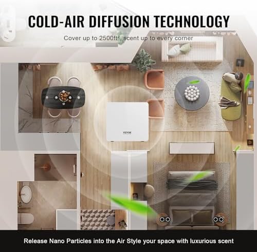 VEVOR Scent Air Machine for Home, 480ml Bluetooth Smart Essential Oil Diffuser with Cold Air Tech, Waterless Scent Diffuser Cover Up to 2500sq.ft for Business Office, Hotel, Spa, Large Room - Image 3