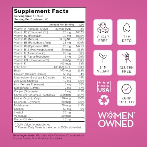 SELF NUTRITION Vegan Multivitamins for Women - Once Daily - 28 Nutrients - Boost Energy, Sleep, Hair, Skin, Nails & Reduce Cravings - Keto, Vegan, Gluten Free, Made in USA, 2-Months Supply - Image 5