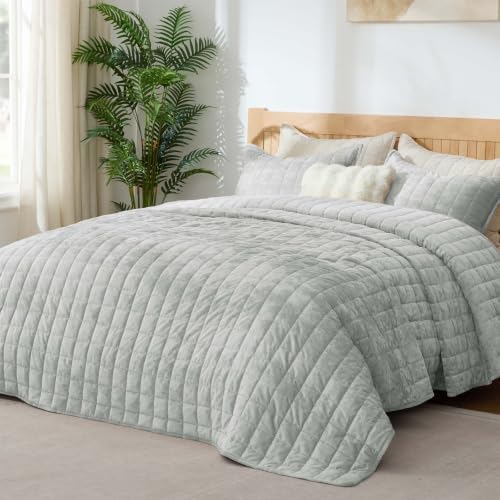 BEDELITE Velvet Quilt Set King Size, Luxury Velvet Comforter Bedding - Image 2