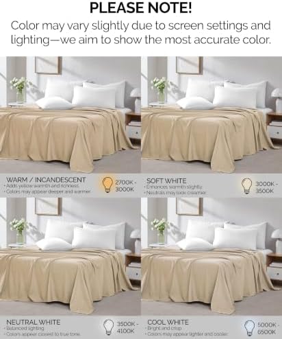 Twin XL Flat Sheets Only 66x102 Extra Long Twin Top Sheet 2 Pack Soft Sand - Image 5