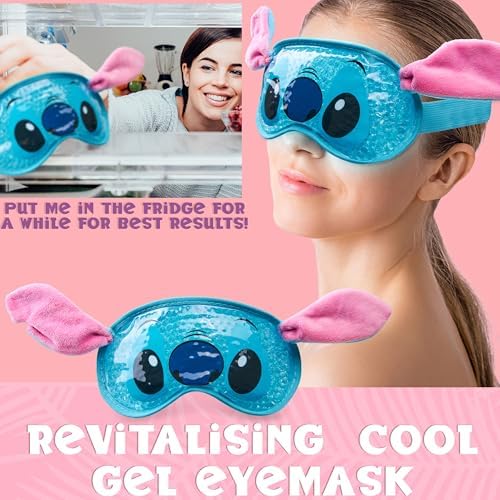 Disney Stitch Beauty Accessories Set with Cooling Eye Mask Gel Eye Pads Fluffy Skincare Headband Hair Claw Clip Relaxing Beauty Gifts for Women (Blue) - Image 5