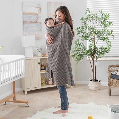 Comfy Cubs Waffle Weave Baby Blanket - 40” x 40” Cotton Blanket with Textured Design - Lightweight Swaddle for Bed, Crib, Stroller, or Couch - Soft and Cozy Cover for Toddlers, Boys & Girls - Charcoal - Image 3