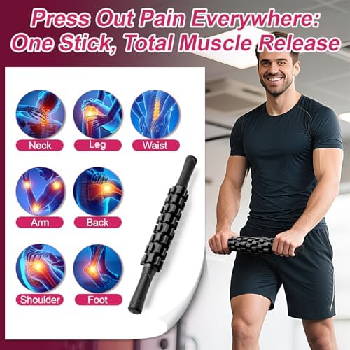 ZanLLW Muscle Roller Stick, Muscle Roller, Liposuction Massage Roller for Lymphatic Drainage, Massager Stick for Relief Muscle Soreness, Trigger Points, Help Exercise Runner Legs, Back Recovery - Image 3