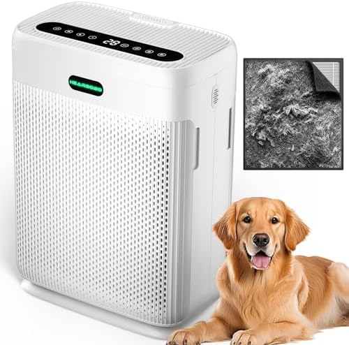 Air Purifiers for Home Large Room Up to 3000 sq ft, H13 HEPA Filter Washable, PM2.5 Air Quality Sensor, Quiet Sleep Mode, 8X Dual-Side Air Cleaner for Bedroom Pet Dander Smoke Dust Pollen by HEARBOBO