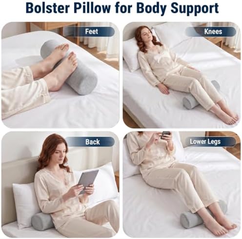 Neck Roll Pillow for Neck Pain Relief - Memory Foam Neck Support Pillow for Bed, Cylinder Pillows, Round Neck Pillow for Sleeping, 15.7 * 5 * 5 inch (Grey) - Image 6