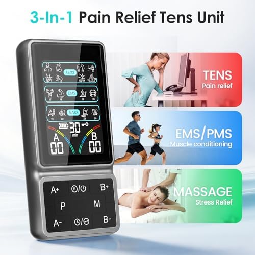 TENS Unit Muscle Stimulator with HD Color Screen, 3-in-1 TENS EMS Machine for Pain Relief & Muscle Recovery, 24 Modes Pulse Massager for Sciatica, Back, Hip, Neck, Shoulder and Elbow Pain - Image 3