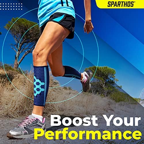 Sparthos Calf Compression Sleeves, Shin Splint Relief Men, Women - Blue-M - Image 2